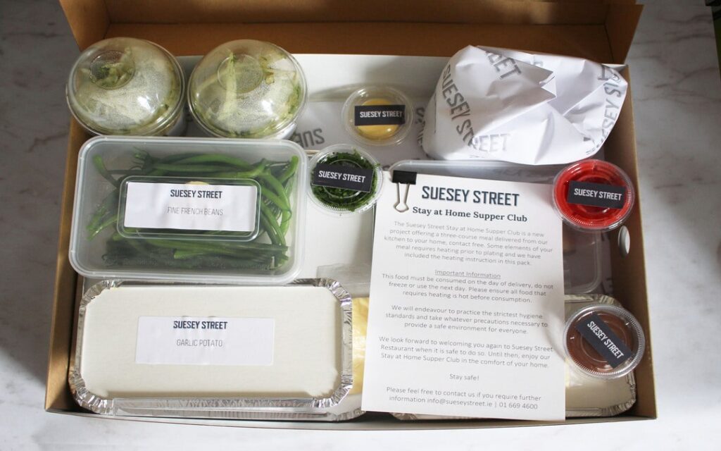 Stay At Home Supper Club presentation box, dine at home kits